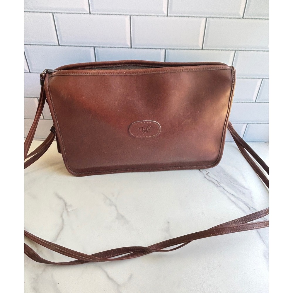 Vintage Diane von Furstenberg DVF Brown Leather Crossbody‎ Bag Top Zip Purse